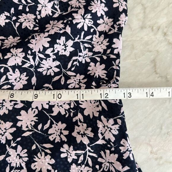 Rebecca Taylor silk blend Floral Print A-Line Dress size 00 NWT in navy comb - Picture 9 of 10